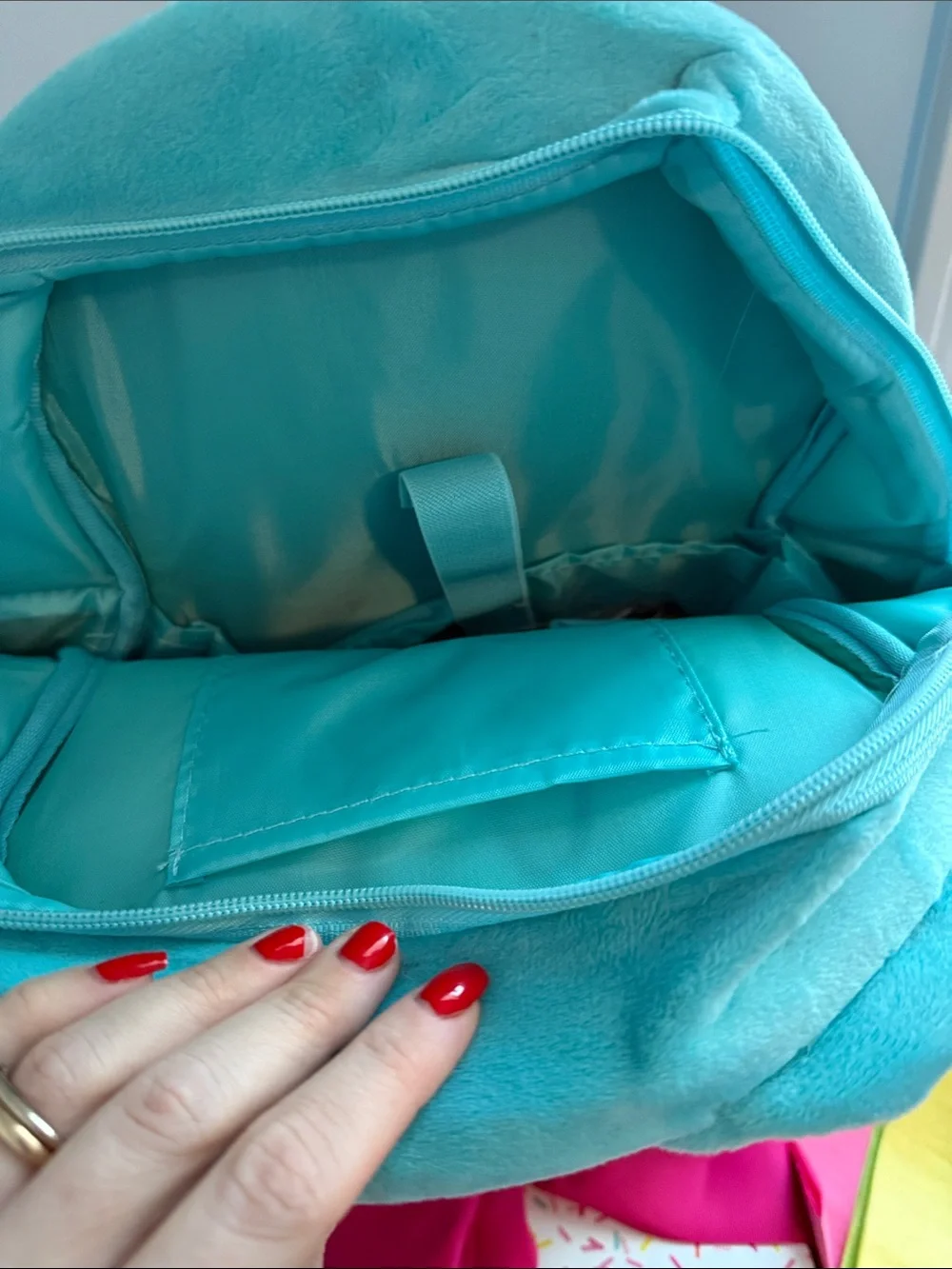 Turquoise Plush Bear Backpack